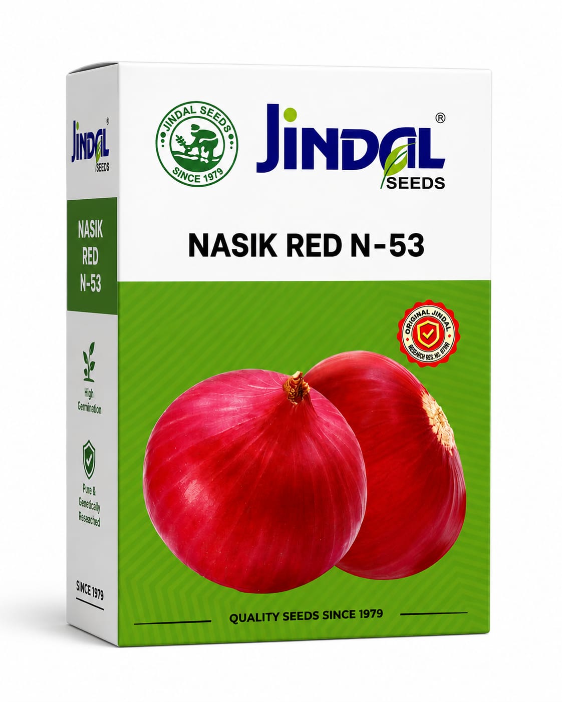 Jindal Nasik Red N-53 Onion Seeds - (Kanda, Pyaaz) High Yielding, Medium Red Flat Oval Bulbs For All Seasons