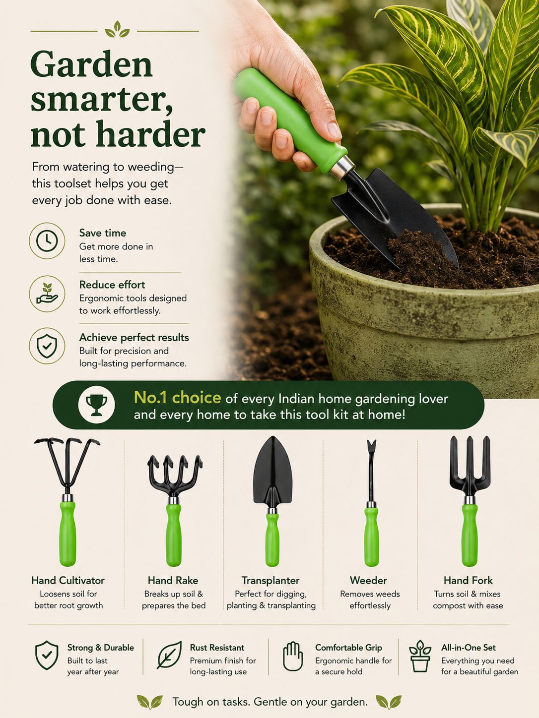 Premium 5-in-1 Gardening Hand Tools Kit for Digging, Weeding, Planting & Cultivating 🌱