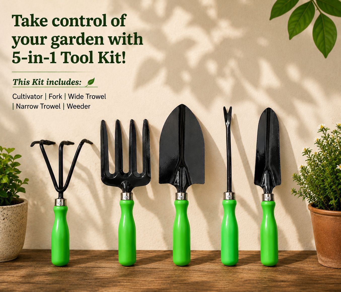 Premium 5-in-1 Gardening Hand Tools Kit for Digging, Weeding, Planting & Cultivating 🌱