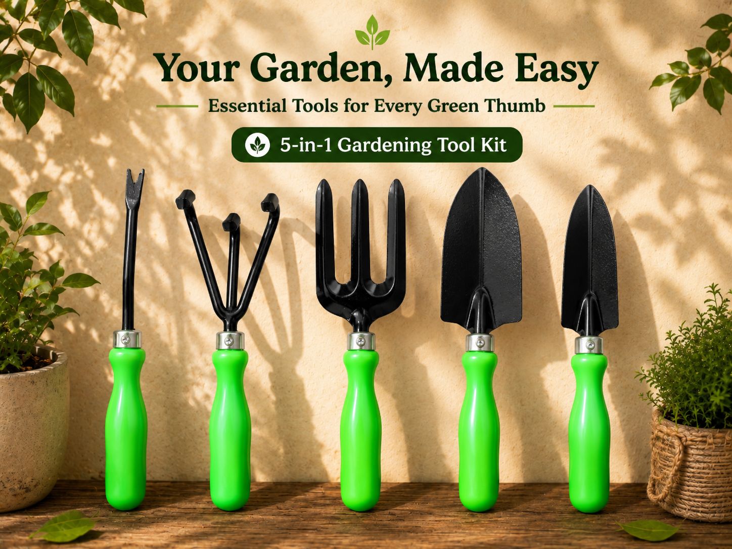 Premium 5-in-1 Gardening Hand Tools Kit for Digging, Weeding, Planting & Cultivating 🌱