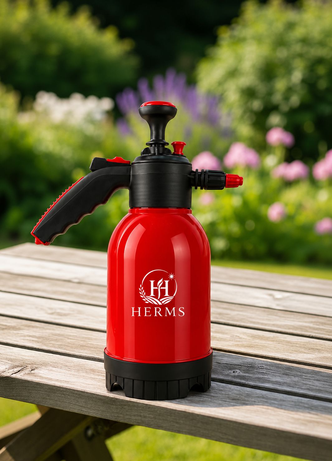HERMS Premium 2L Hand Pressure Garden Sprayer RED Pump | Adjustable Nozzle for Plant Watering, Fertilizers & Pesticide Spraying